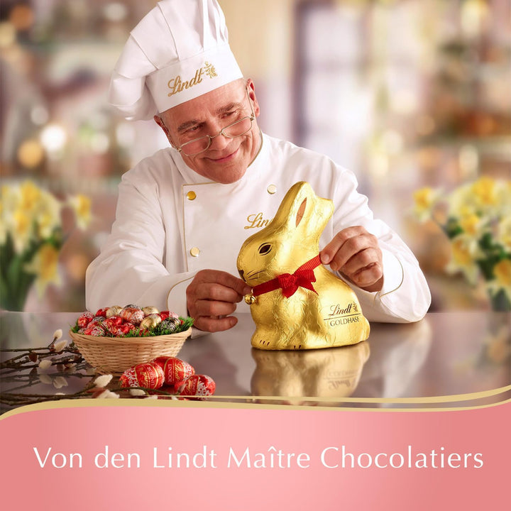 Lindt Schokolade GOLDHASE Glamour Edition Gold | 100 G GOLDHASE | Premium Vollmilch-Schokolade in Hasenform Zu Ostern | Osterschokolade | Schokoladengeschenk | Schokoladenhase | Osterhase