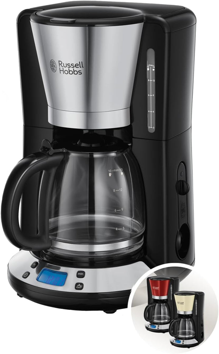 Russell Hobbs 24033-56 Victory Cafetier digital din sticlă, oțel inoxidabil, 1,25 litri, culoare crem