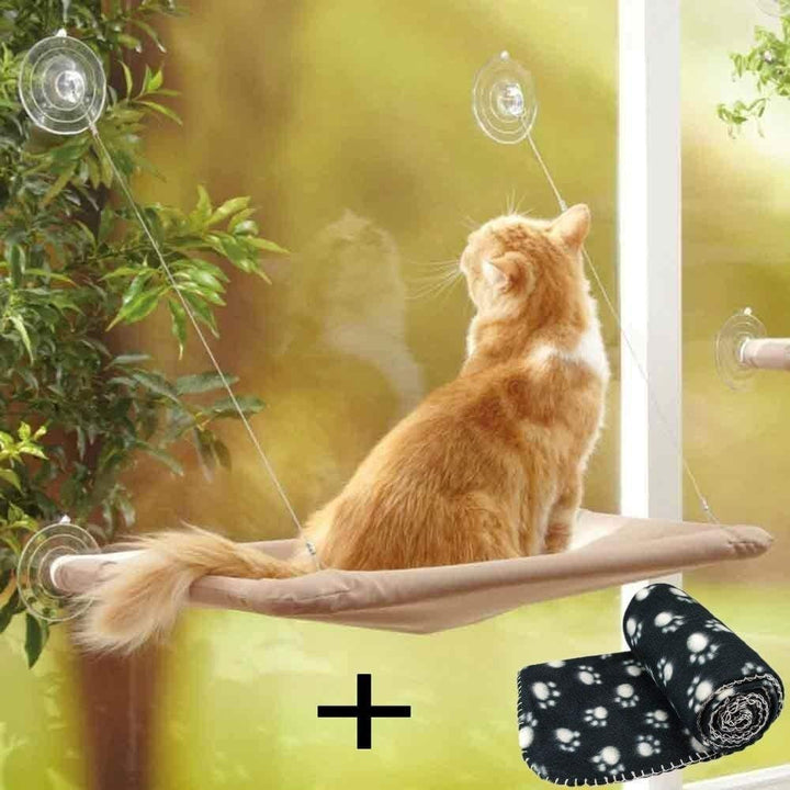 Scaun pentru fereastră pentru pisici, șezlong pentru pisici, hamac + pătură pentru pisici, pat pentru pisici la soare, pat pentru animale de companie pentru pisici, câini mici, iepuri sau alte animale mici