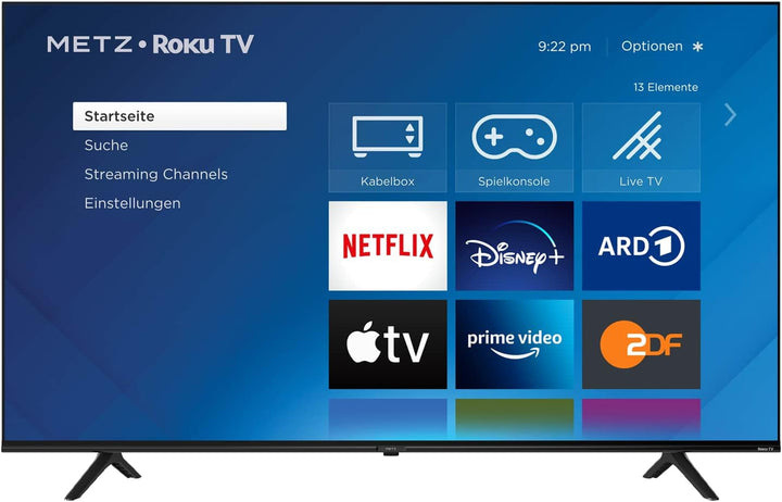 METZ Blue Roku TV, HD Smart TV, 32 Zoll, 80 Cm, Fernseher Mit Triple Tuner, WLAN, LAN, HDMI, USB, 32MTD3011Z, Schwarz