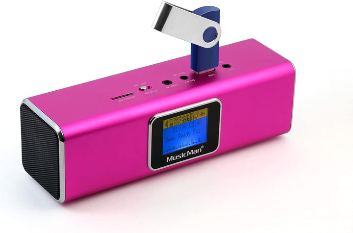 Musicman MA Soundstation Difuzor portabil - Sunet stereo - Radio Fm, Mp3 player, USB, AUX / line-in, slot pentru card micro SD - 6 ore timp de redare - Ideal pentru călătorii (negru)