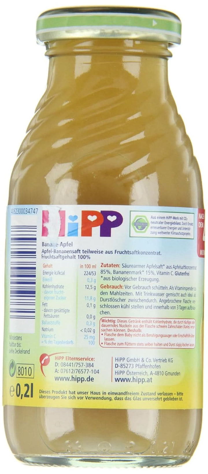 Hipp Banană-măr Organic, pachet de 6 (6 X 200 ml)