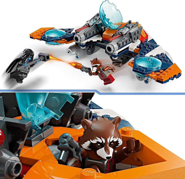 LEGO Marvel Rockets Spaceship Vs. Ronan, set cu navă spațială construibilă, jucărie cu supereroi din Gardienii Galaxiei cu figuri, cadou pentru băieți și fete de la 8 ani 76278