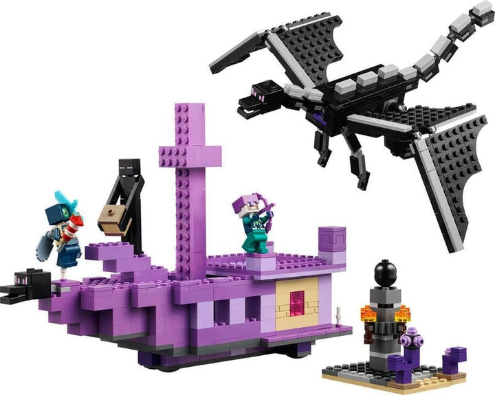 LEGO Minecraft The End Dragon și The End Ship, jucărie de acțiune și set de descoperire, set de construcție pentru jocuri video, set de aventură, cadou pentru băieți și fete de la 8 ani 21264