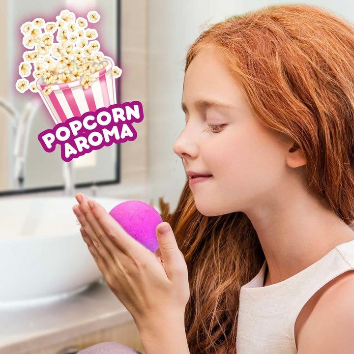 INKEE UNICORN | Badebombe Kinder Mit Überraschung, Badekugel 100G Mit Einhornfiguren, Pop-Corn Duft