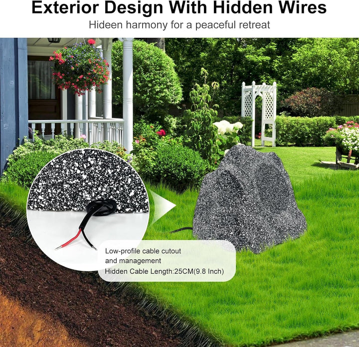 Herdio 8" Outdoor Rock Lautsprecher Hardwired 600 Watt, IPX6 Wasserdichtes Design Für Pool, Garten, Deck Und Outdoor Aktivitäten (Paar)