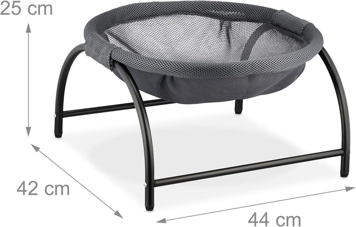 Hamac Relaxdays pentru pisici, scaun suspendat, înălțat, ÎxlxA: 25 x 44 x 42 cm, pat pentru pisici, gri închis/negru