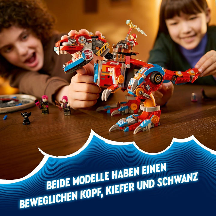LEGO Dreamzzz 2-In-1 Coopers Dino-Mech C-Rex, jucărie Pterodactyl, T.Rex figurină de acțiune pentru băieți și fete, jucărie creativă, set de aventură, cadou pentru copii de la 9 ani 71484
