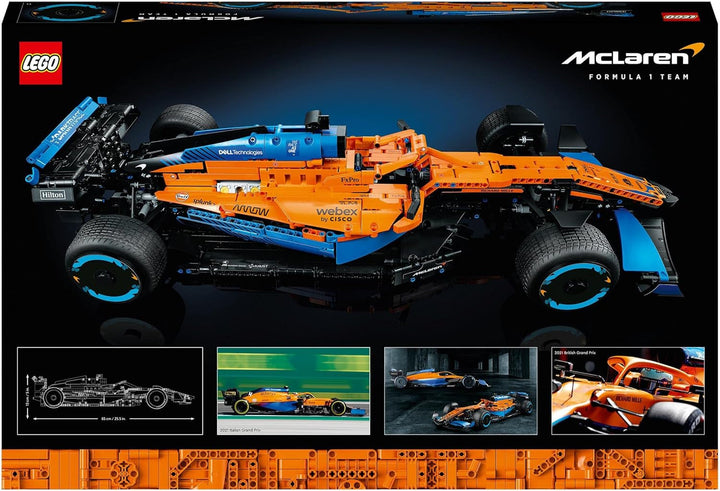 Lego Technic Mclaren Formula 1 Racing Car - Model F1 pentru adulți cu motor V6 și direcție - Cadou pentru fanii și colecționarii sporturilor cu motor - 42141