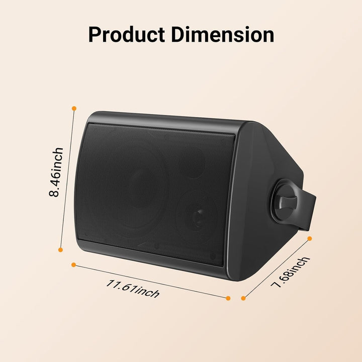 STUDIOFINIX 6,5 Zoll 400 Watt Wasserdicht Außenlautsprecher Outdoor-Lautsprecher Bluetooth Wandhalterung Lautsprecher Wasserdicht Wetterfest Für Patio Garage Home Outdoor (Schwarz)