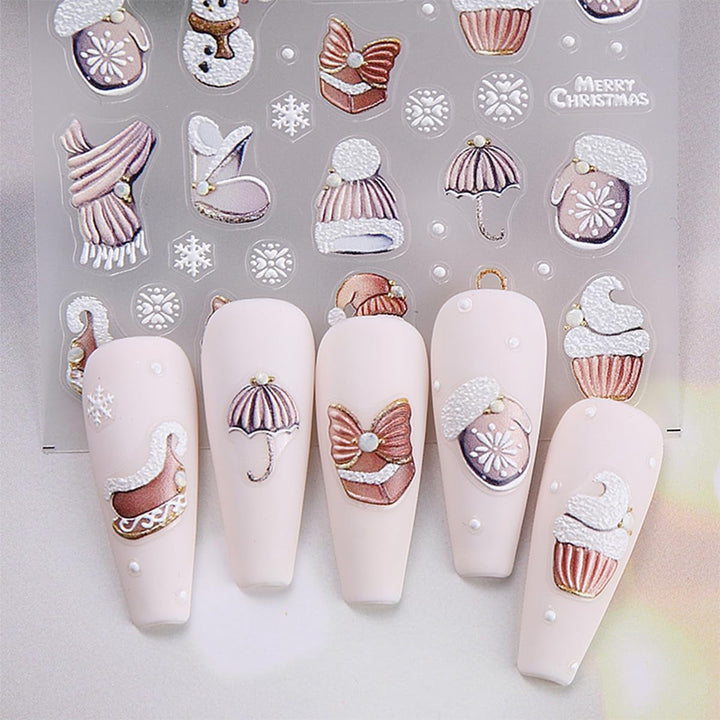JMEOWIO Nagelsticker Weihnachten 6 Blatt Nail Art Sticker Selbstklebend Nagelaufkleber Schneeflocke Winterurlaub Niedlich Dekoration Nageldesign Zubehör