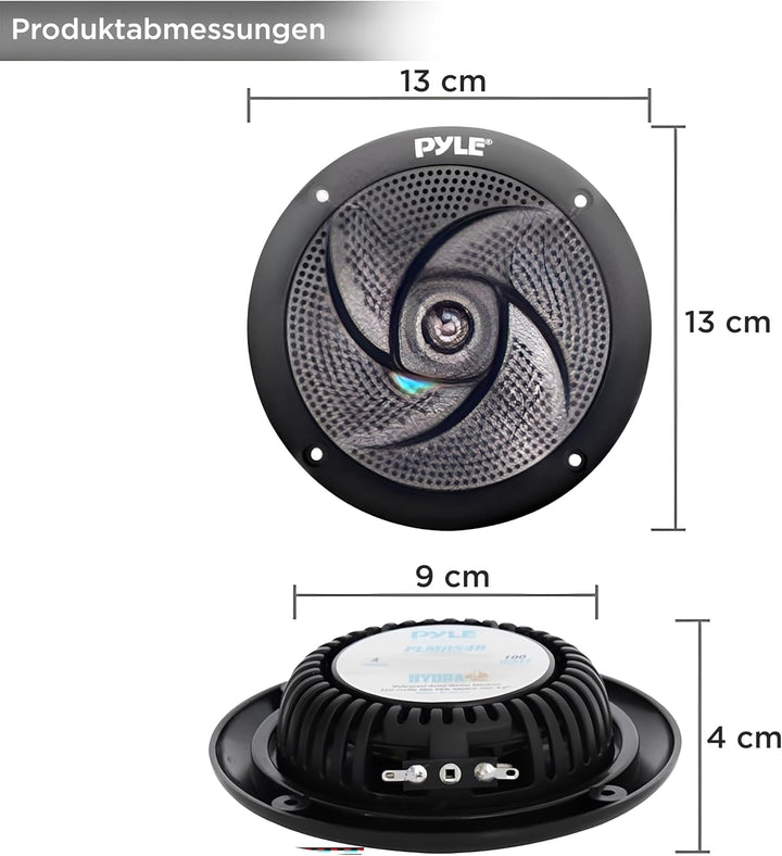 Pyle Outdoor Lautsprecher Box – Wasserdichte Box Outdoor Speaker – Outdoor Musikanlage Für Die Terrasse, Pool Lautsprecher & Aufbaulautsprecher Fürs Auto. 100W Aussenlautsprecher Wasserfest in Schwarz