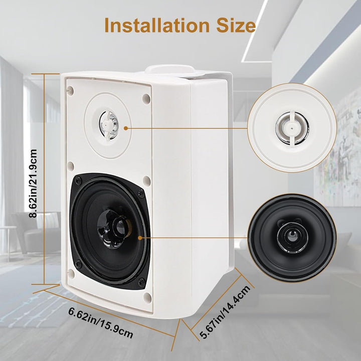 4 Zoll Bluetooth Outdoor-Lautsprecher 400 Watt Wasserdicht Außenlautsprecher Für Garten, Terrasse, Restaurant (2 Paar/Weiß)