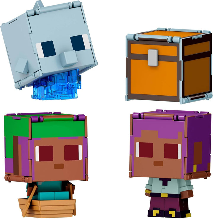 Mattel Minecraft Flippin' Figs Oaie și pui 2-Pack cu figuri de joacă 2-in-1, capete mari și design Pixel HXK17