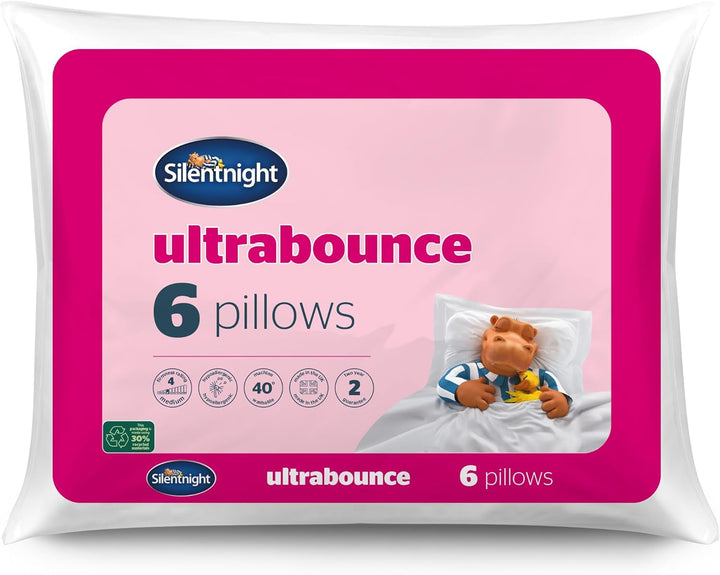 Pereche de perne de lux Silentnight Ultrabounce, microfibră, alb, pachet de 2, 2