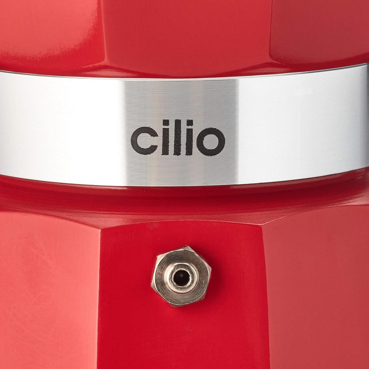 Espressoare Cilio CLASSICO pentru 6 cești / Electric 480W / Ã˜ 11.5 Cm Înălțime: 25 Cm / Aluminiu / Roșu / Placă de încălzire integrată / Cu funcție de menținere la cald și sită de reducere / Pentru călătorie sau camping