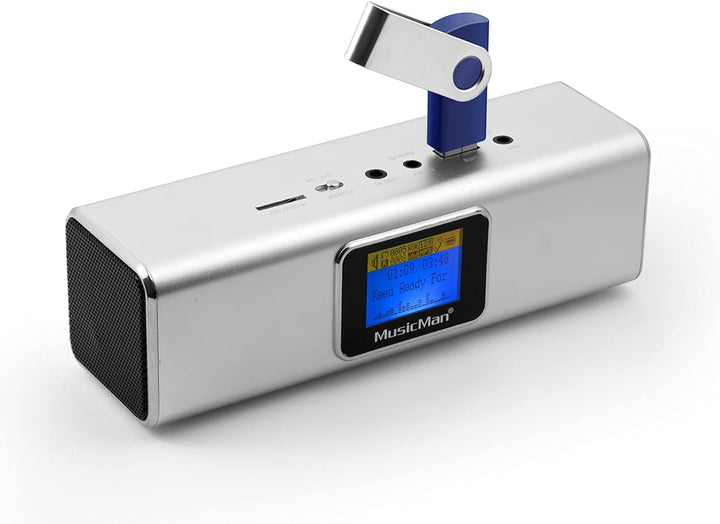 Musicman MA Soundstation Difuzor portabil - Sunet stereo - Radio Fm, Mp3 player, USB, AUX / line-in, slot pentru card micro SD - 6 ore timp de redare - Ideal pentru călătorii (negru)