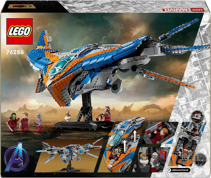 LEGO Marvel Guardians of the Galaxy: The Milano, model construibil de navă spațială cu 4 minifigurine de supereroi, Avengers Flyer pentru aventuri spațiale, cadou pentru băieți și fete 76286