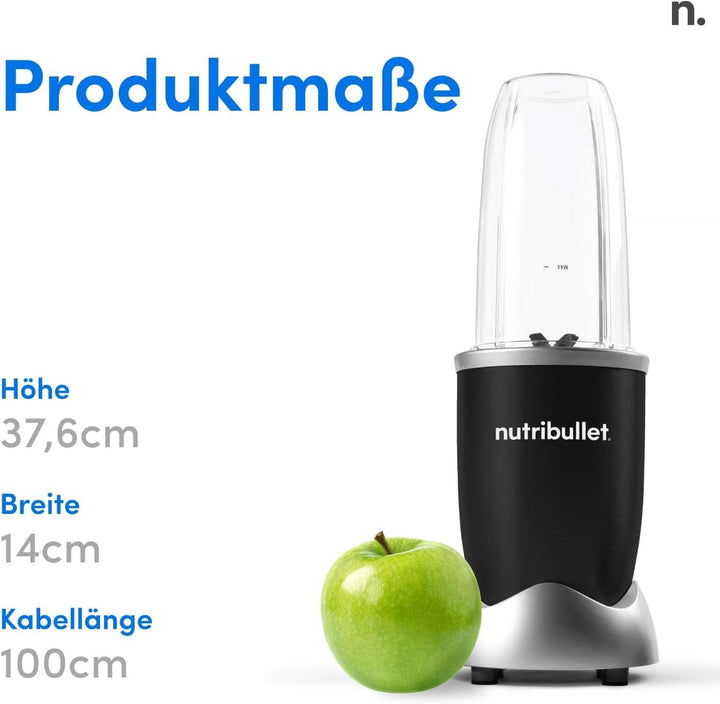 Nutribullet Pro, 900 Watt Leistung, Einfach Und Schnell in Der Anwendung, Kompakt, Leicht Zu Reinigen, Mit 700 Ml Becher, Smoothiemixer, Smoothie Maker, Elektrischer Mixer, NB904B, Schwarz