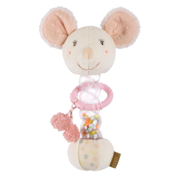 Fehn rainmaker mouse - jucărie pentru abilități motorii cu clopoțel pentru apucat și făcut zgomote - bățul cu clopoțel promovează în mod jucăuș simțurile și abilitățile motorii - pentru bebeluși și copii mici de la 0+ luni Jucarii Bebe Naty Shop Șoarece