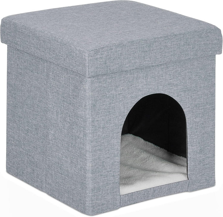 Relaxdays Peșteră Pliabilă pentru Pisici, Bancă Rezistentă, Mobilier de Interior pentru Pisici, Ascunziș pentru Animale de Companie, ÎxLxA: 38,5 x 74,5 x 37 cm, Bej, 1 Bucată