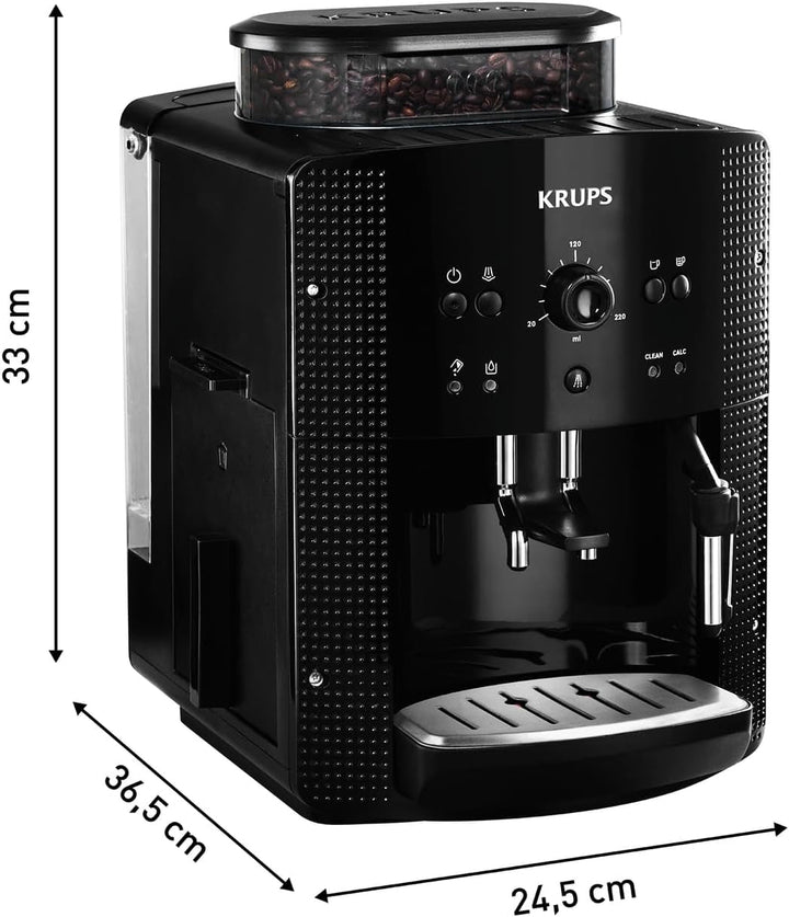 Mașină automată de espresso Krups YY8125FD Măcinător de cafea Beans cu presiune manuală (15 bar, duză de abur) Negru
