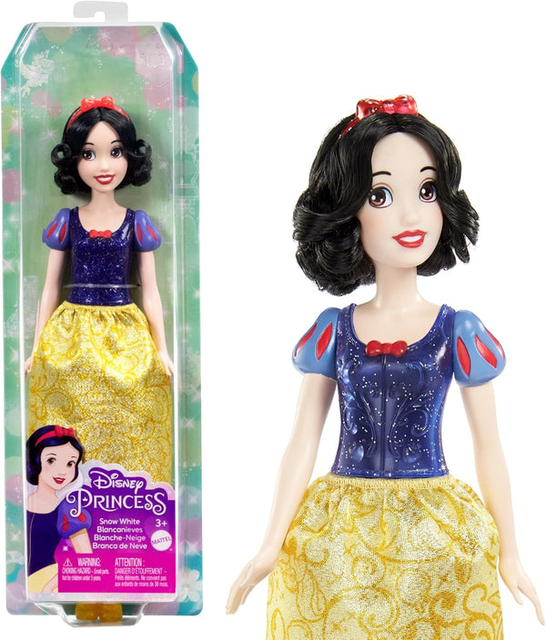 Mattel Disney Princess Toy, păpușă mobilă Albă ca Zăpada, cu haine strălucitoare și accesorii, inspirată de filmul Disney, cadou pentru copii, HLW08