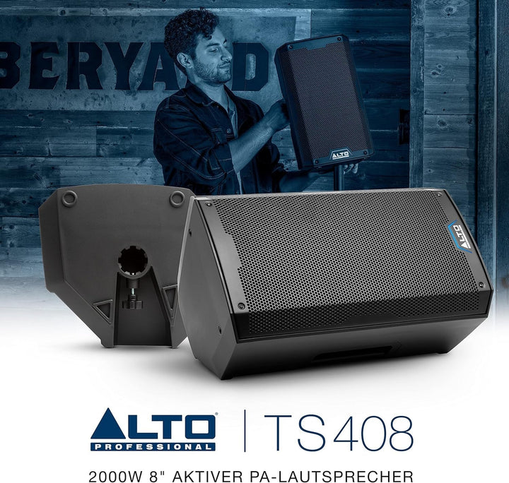 Alto Professional TS408 - 2000W 8 inch Active Pa Speaker cu 3 canale Mixer, Bluetooth Streaming, Wireless Speaker Pairing, DSP și Alto App