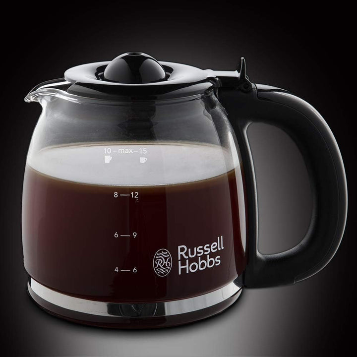 Russell Hobbs 24033-56 Victory Cafetier digital din sticlă, oțel inoxidabil, 1,25 litri, culoare crem