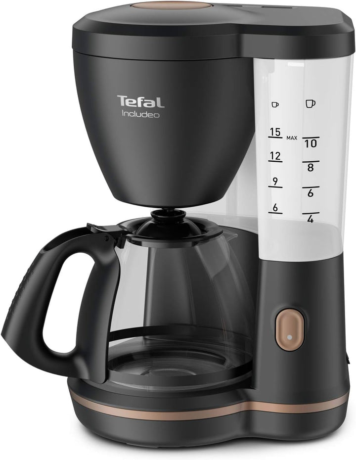 Cafetiera cu filtru Inclusiv Tefal, Un filtru de cafea Extrem de ușor de utilizat, Potrivit pentru utilizatorii dreptaci și stângaci, 1,25 L, 10 până la 15 cești, CM533811