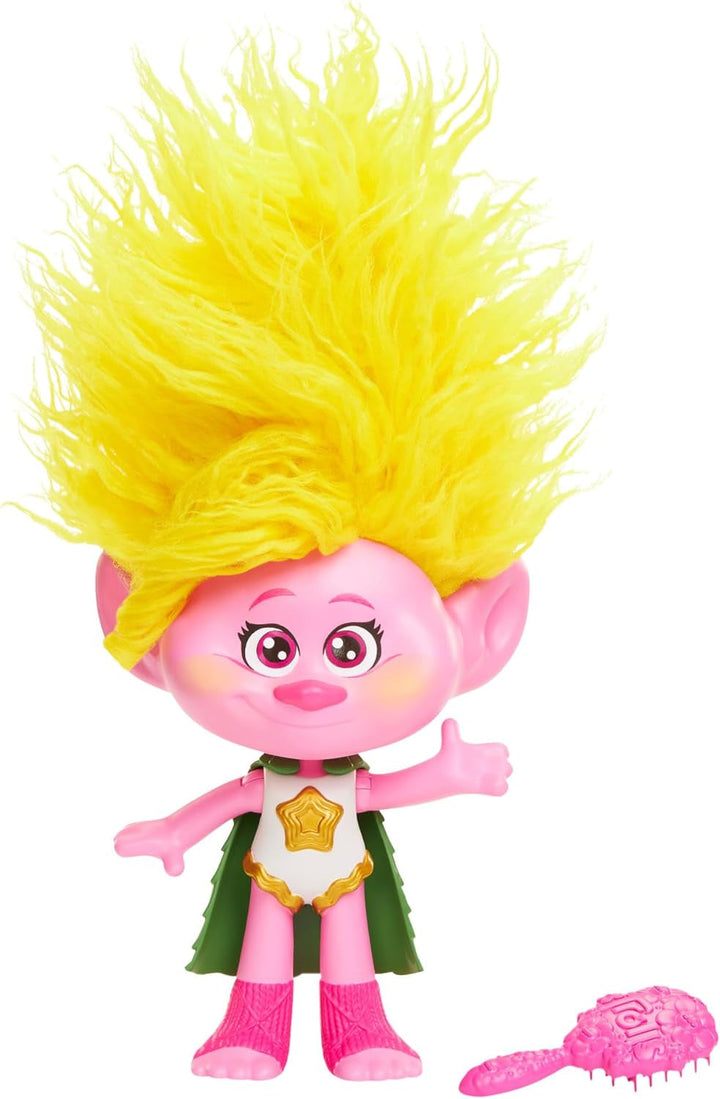 Mattel DREAMWORKS TROLLS Rainbow Hairtunes Poppy Doll - lumină și sunet, păr luminos, muzică și scaune, coroană detașabilă, pentru copii cu vârsta peste 3 ani, HNF20
