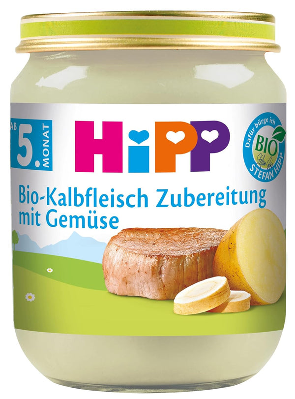 Hipp Fleischzubereitungen, Kalbsfleischzubereitung Mit Gemüse, 6Er Pack (6 X 125 G)