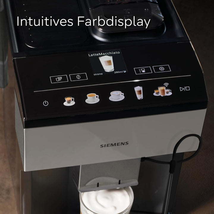 Espressor complet automat Siemens EQ500 TP516DX3, multe specialități de cafea, spumator de lapte, recipient integrat pentru lapte, funcție dublă de ceașcă, curățare automată cu abur, oțel inoxidabil negru