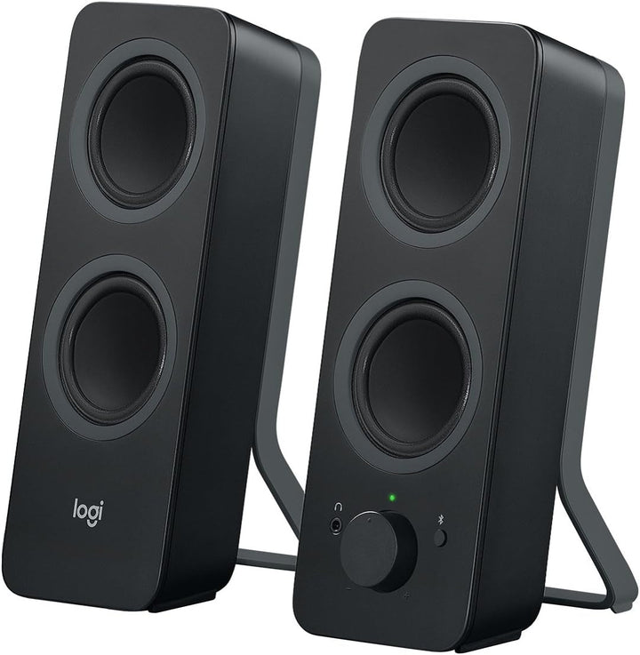Logitech Z207 Wireless Pc Speaker, Bluetooth, sunet stereo, putere de vârf de 10 wați, intrare de 3,5 mm, mufă pentru căști, funcție Easy-Switch, mufă UE, Pc/Tv/Tabletă/Telefon mobil - negru