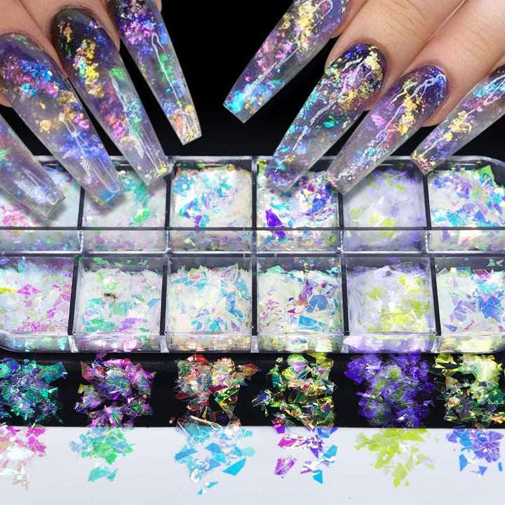 JMEOWIO sclipici pentru unghii 12 grile sirenă unghii decorare artă accesorii design unghii