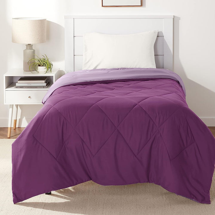 Amazon Basics cuvertură din microfibră, poate fi utilizată pe ambele părți, 220 X 240 Cm, gri / negru Plapumi si pilote Naty Shop Prună/violet deschis 160X229 Cm