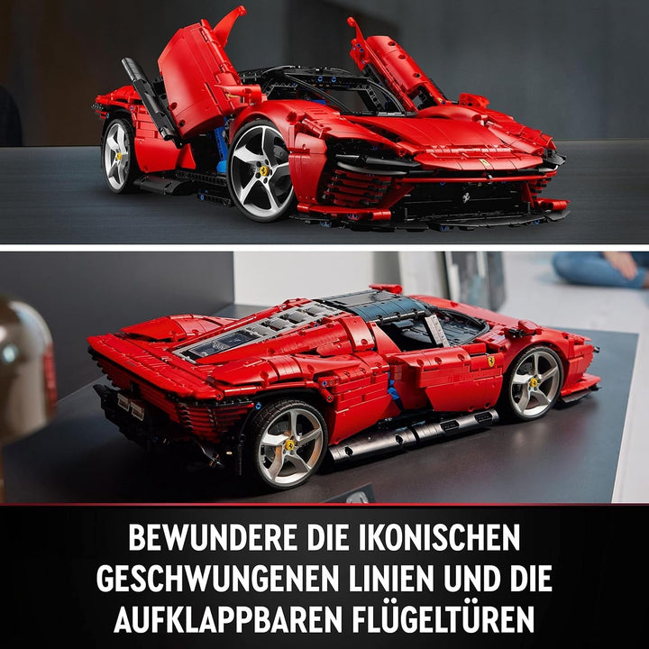 Kit machetă LEGO Technic Ferrari Daytona SP3 la scara 1:8, Mașină super sport roșie, Obiect de colecție machetă de mașină extinsă, Ultimate Car Concept 42143