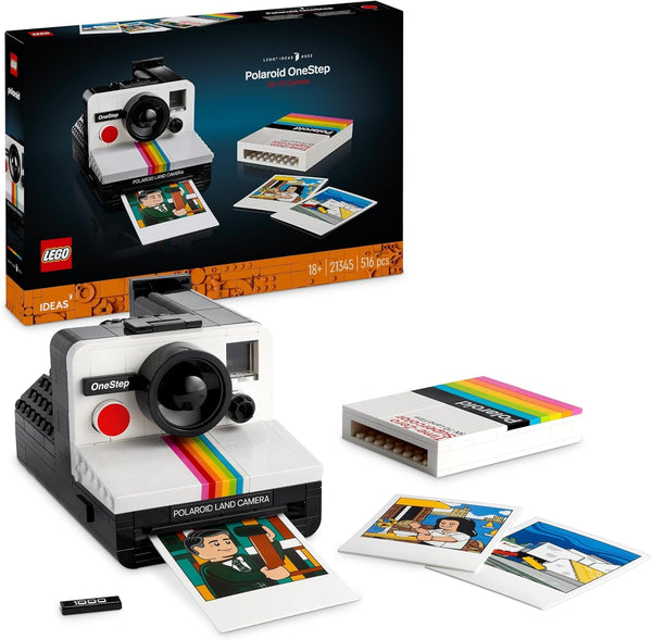 Set aparat foto LEGO Ideas Polaroid Onestep SX-70 pentru adulți, de colecție cu detalii autentice, activitate creativă, cadouri de fotografie pentru femei, bărbați, el, ea și adolescenți 21345
