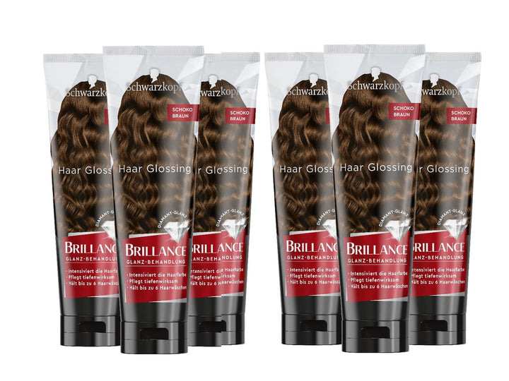 Brillance Shine Treatment, Hair Glossing Radiant Violet (150 ml), hrănește și intensifică culoarea părului, poate fi folosit ca o mască de păr, durează până la 6 spălări ale părului Vopsea pentru par Naty Shop Ciocolată maro 150 ml (pachet de 6)