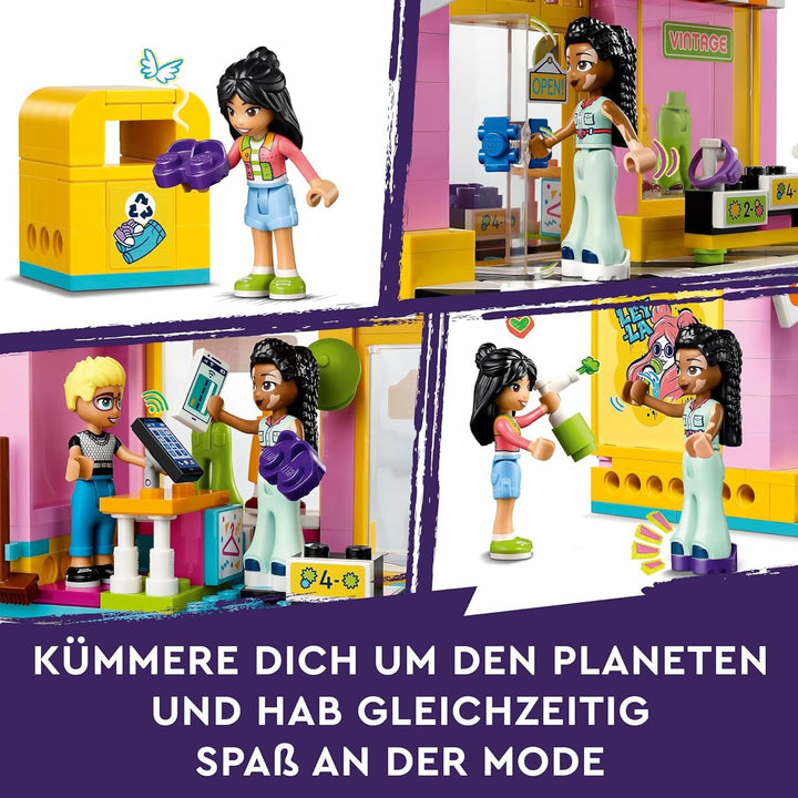Magazin de modă LEGO Friends Vintage, set de construcție pentru copii cu magazin de jucării, figurine și pisică, model pentru jocul de rol pentru dezvoltarea socio-emoțională, cadou pentru fete și băieți de 6 ani 42614