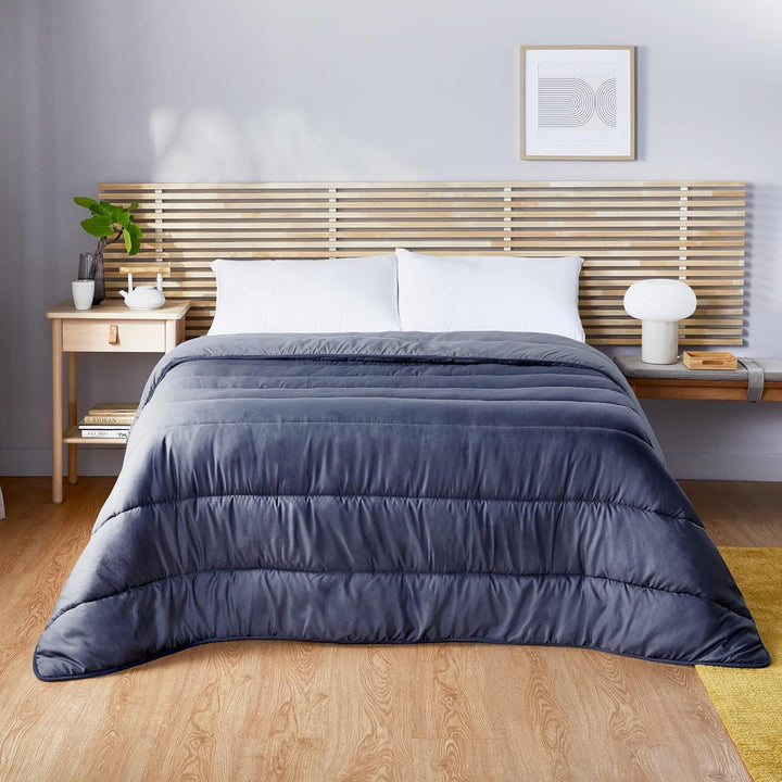 Pikolin Home - Plapumă reversibilă 300 G - Umplutură nordică bicoloră - Pentru pat 90 - confortabilă, caldă, respirabilă, albastru marin, 140 X 200 cm Plapumi si pilote Naty Shop