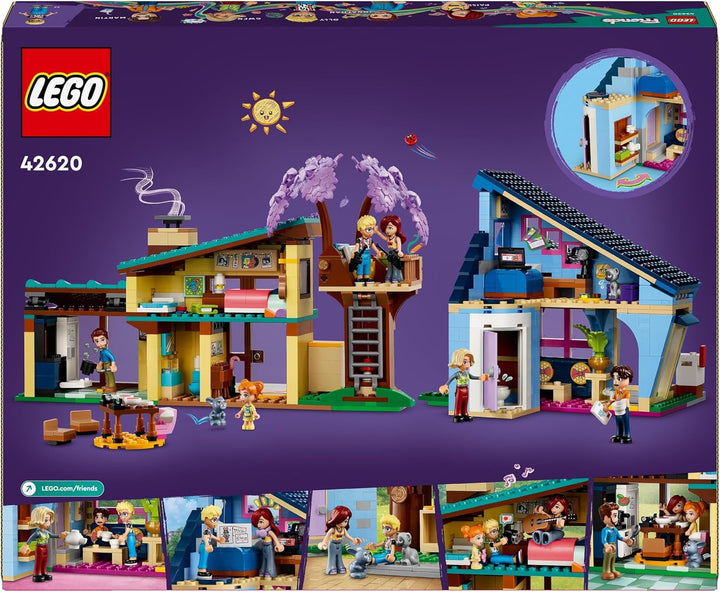 Casă de familie LEGO Friends Olly și Paisley, casă de păpuși cu figurine și accesorii, set cu casă cu două etaje și casă în copac, cadou creativ pentru fete și băieți cu vârsta de peste 7 ani 42620