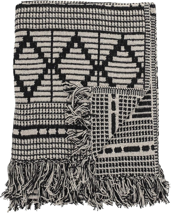 Bloomingville Tagesdecke, Schwarz, Baumwolle, 160Cm