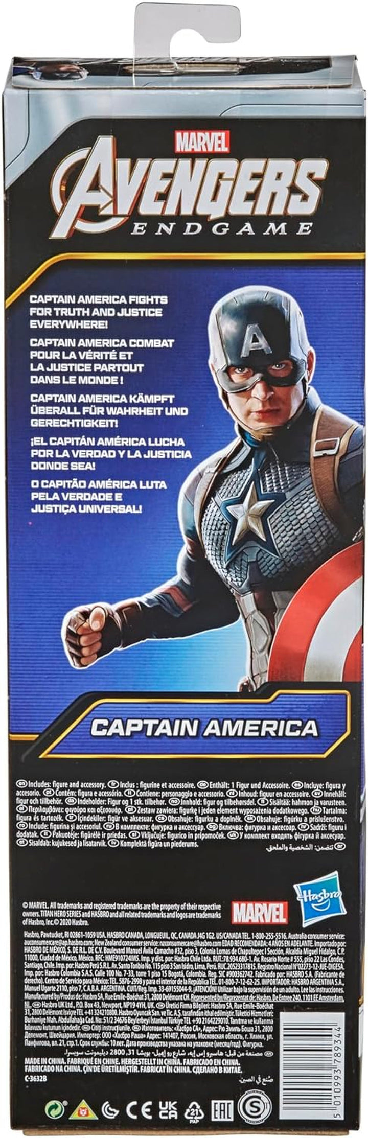 Marvel Avengers Titan Hero Series Captain America, figurină de acțiune înaltă de 30 cm, jucărie pentru copii cu vârsta de peste 4 ani