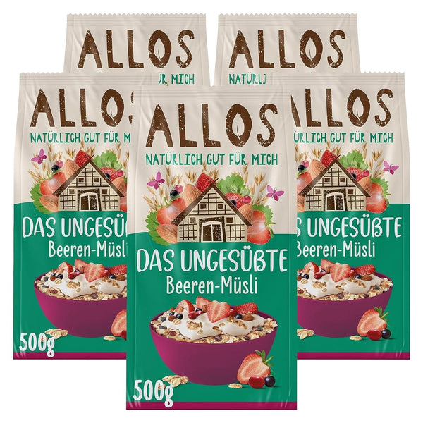 Allos, muesli de fructe de pădure neîndulcit, pachet 5 x 500 grame