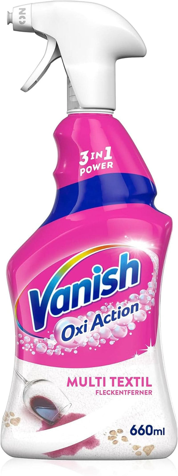 Vanish Oxi Action Multi - Textile Stain Remover Spray - 660 ml - Detergent textil pentru covoare și tapițerie - împotriva murdăriei și mirosului de urină