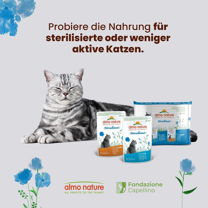 Almo Nature Holistic Sterilised - Hrană umedă pentru pisici sterilizate - Cu ton - 70G, pachet de 30