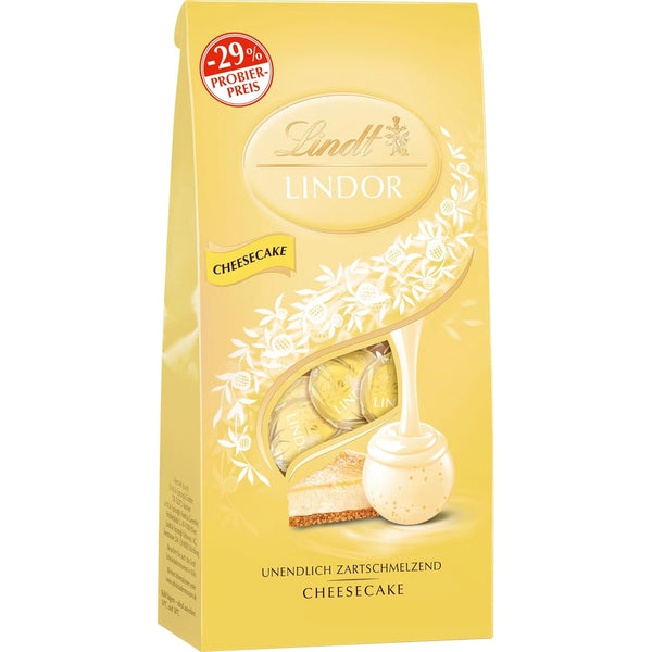 Lindt Schokolade LINDOR Kugeln Cheesecake | 137 G Beutel | Ca. 10 Kugeln Weiße Schokolade Mit Zartschmelzender Cheesecake-Füllung | Pralinen-Geschenk | Schokoladen-Geschenk