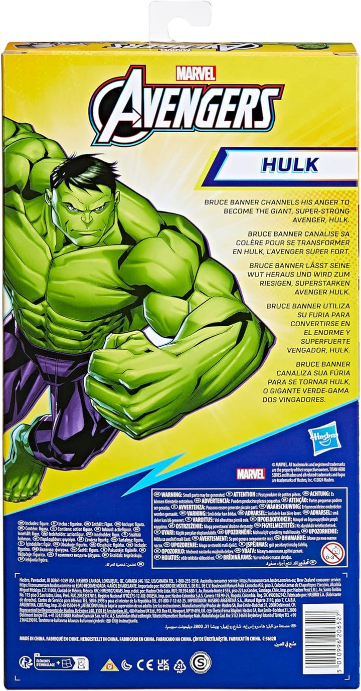 Marvel Avengers Titan Hero Series Blast Gear Deluxe Hulk Action Figure, jucărie mare de 30 cm, pentru copii cu vârsta peste 4 ani, verde