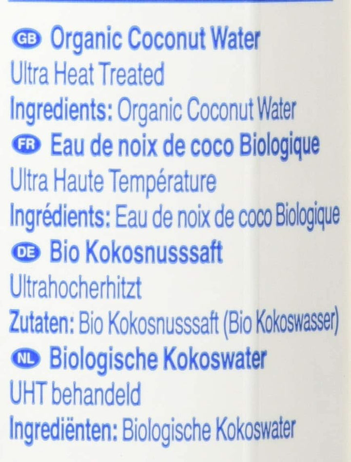 FOCO Apă de nucă de cocos organică, pură, răcoritoare, băutură sport, 100 % apă de nucă de cocos - 6 X 1 litru